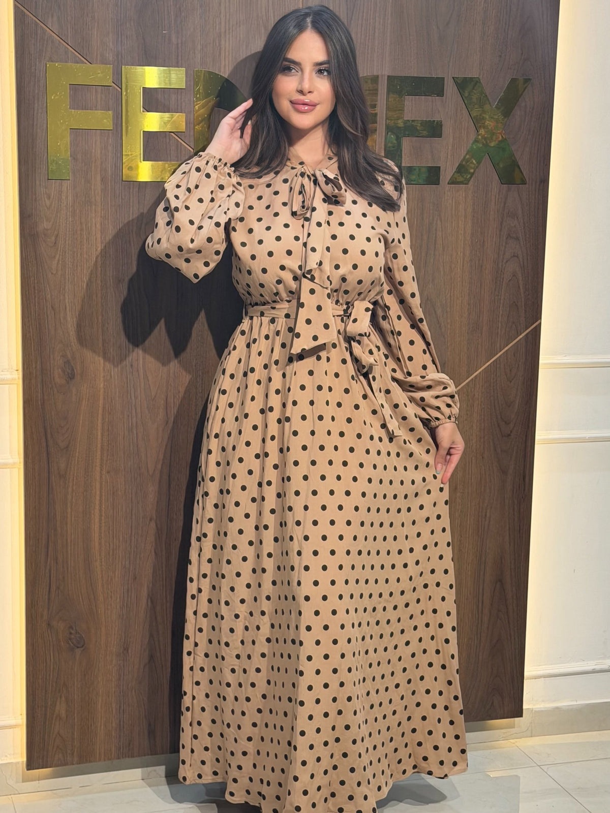Robe maxi à pois bleu marine – vue 2