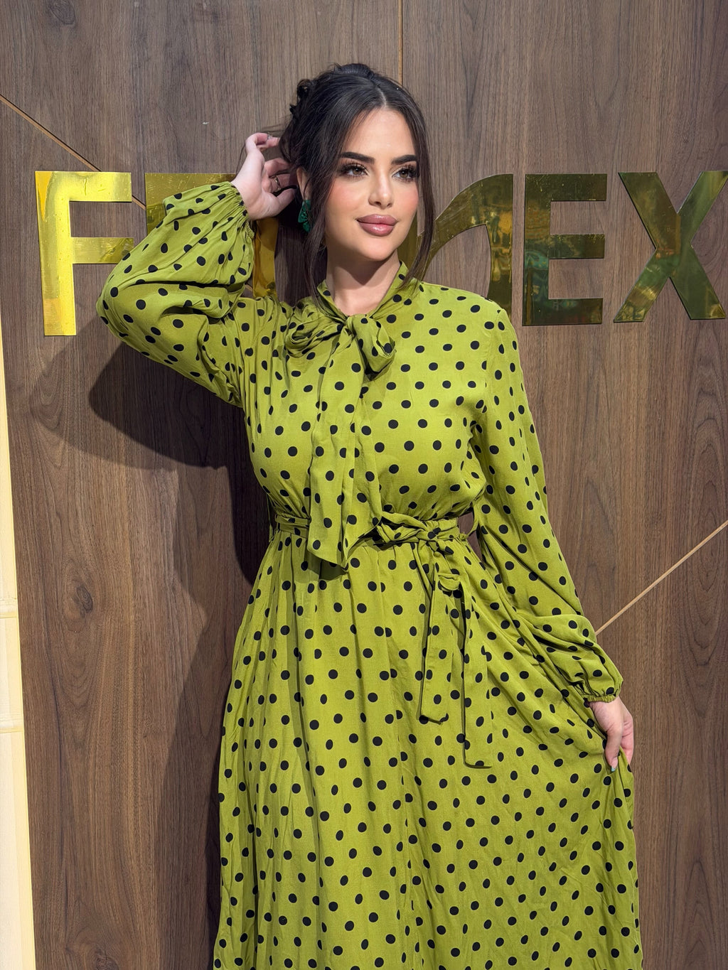 Robe maxi à pois jaune citron – vue 2