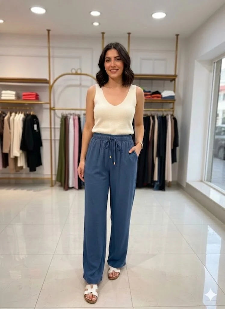 pantalon lin femme