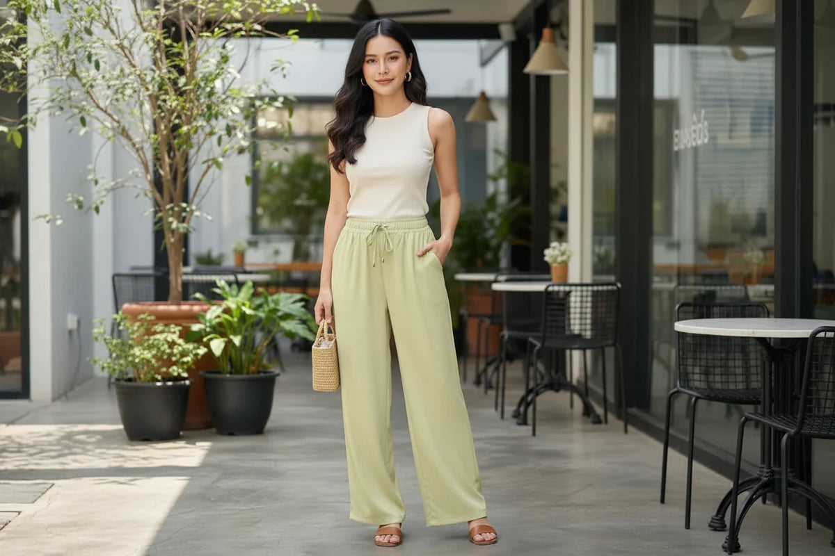pantalon lin femme